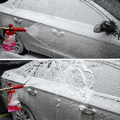 BEAR FORCE Foam Cannon Wide Mouth for Pressure Washer, Stainless Steel Heavy Duty Thick Snow Foam Lance, 360° Adjustable Soap Sprayer 1/4" Quick Connector, 1.10mm 1.25mm Orifice, 32oz Bottle, Car Wash