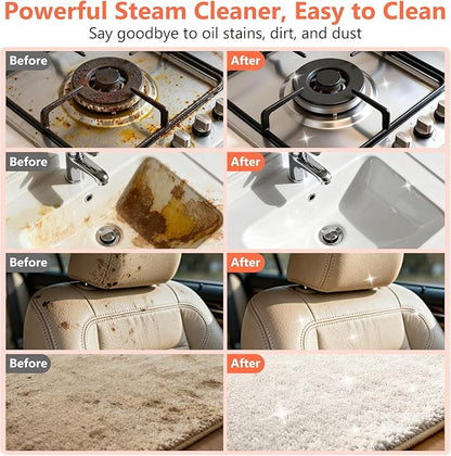 Steam Cleaner, Portable Steamer for Cleaning with 16pcs Accessories, 6-Level Adjustable, 15s Heat-Up, Handheld Steam Cleaner for Home, Tile, Grease, Dirt, Grout, Car Detailing