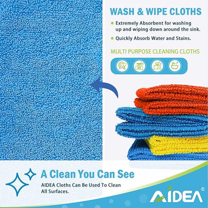 AIDEA Microfiber Cleaning Cloth, 800PK, Soft Absorbent Rags, Microfiber Towels for Cars, Kitchen Towels, Dusting Cloth for Home, Window, Cleaning Supplies, 12"×12"