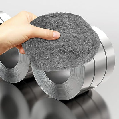 Veemoon 2 Rolls Coarse Steel Wool Wire Mesh Cleaning Pads for Wood and Metal Surfaces, Flexible Reusable Wire Wool Fabric for Polishing, Rust Removal, and Tile Cleaning