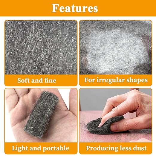 MAQIHAN Steel Wool Pads 00 15PCS - Mini Steel Wool Roll Glass Wood Fabric Metal Fine Polishing Chrome Glass Polishing Pads Wool Steelwool Mice Control Weep Hole Covers Walls Fill