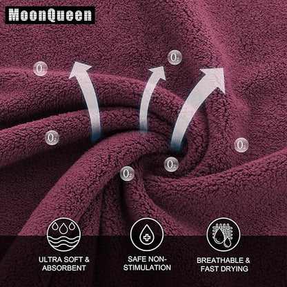 MOONQUEEN Ultra Soft Premium Washcloths Set - 12 x 12 inches - 24 Pack - Quick Drying - Highly Absorbent Coral Velvet Bathroom Wash Clothes - Use as Bath, Spa, Facial, Fingertip Towel (Burgundy)