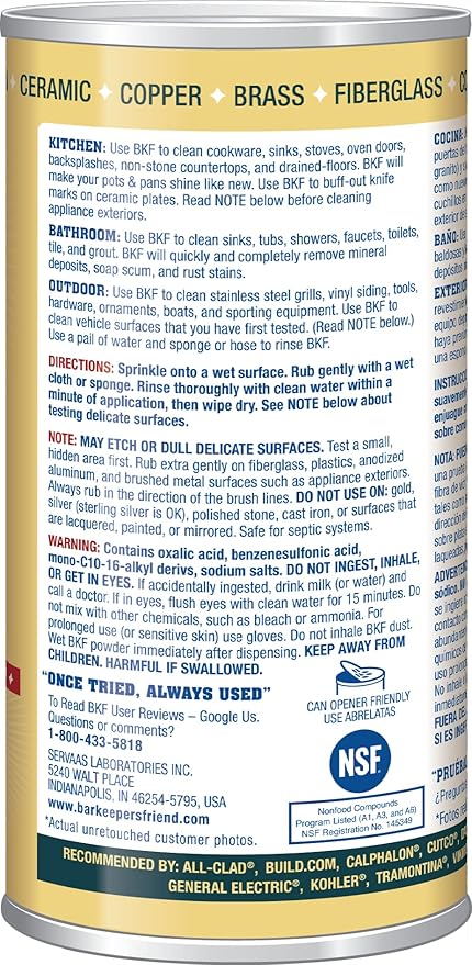 Bar Keepers Friend Powder Cleanser, 12 oz x 2, Multipurpose Cleaner, Degreaser & Remover for Burnt Stainless Steel Pots and Pans, Rust Stains, Hard Water Deposits & Soap Scum