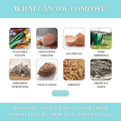Martha Stewart Indoor Compost Bin | Countertop Composting Bucket for Kitchen | .7 Gallon Capacity | Includes Filter | Plant Based Materials | Light Blue