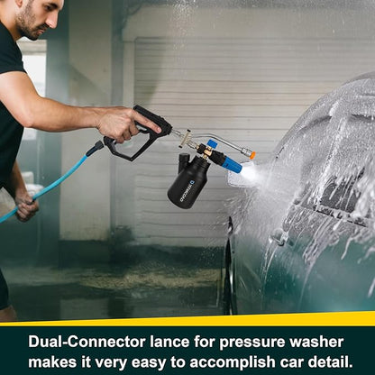 Raincovo Dual Connector Lance Pressure Washer Foam Cannon, Power Washer Soap Attachment, Dual Lance Pressure Washer Wand with 5 Nozzles Tips, 1/4" Quick Connect