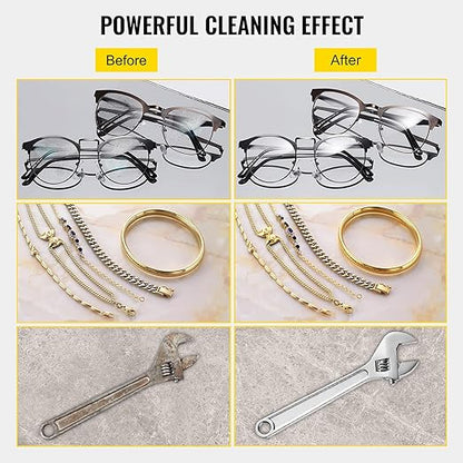 VEVOR 2L Digital Ultrasonic Parts Cleaner with Timer 40kHz Professional 304 Stainless Steel Ultrasonic Cleaner 110V for Jewelry Watch Glasses Diamond Eyeglass Small Parts Cleaning