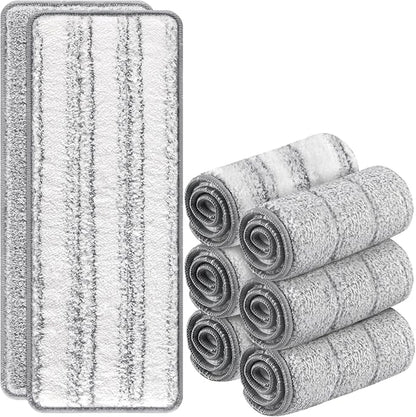 Flat Mop Head Replacement Pads Compatible with Joy-MOOP Mop and Bucket Set, Reusable Washable Squeeze Microfiber Mop Refills for Oshang Bosheng Mop - 13" X 4.9", Grey/Stripe