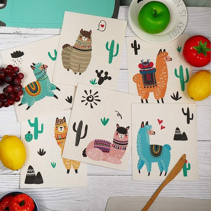 Remagr 6 Pcs Swedish Kitchen Dish Towels - Absorbent Dish Cloths, Quick Drying, Washable Cleaning Wipes, No Odor Hand Towel (Alpaca)