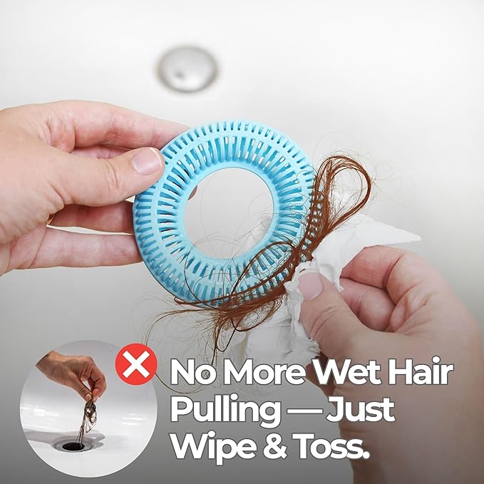 Hair Catcher for Shower Drain & Bathtub – TubRing Pop-Up Drain Protector & Strainer, Reusable Silicone Stopper for Bathroom Clog Prevention, Fits 1.85"–2.16" Drains | Aqua