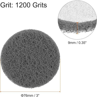 HARFINGTON 20pcs Scrubber Scouring Pads 1200 Grits 3 Inch Drill Power Brush Hoop and Loop Surface Conditioning Disc Drill Scuffing Disc Scrub Pads for Home Kitchen Cleaning, Light Grey