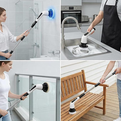 Versatile Ditch The Scrubbing! Long Handle Shower Scrubber Comes with 9 Replaceable Heads & Efficient 2 Speed Cordless Brush for Maximum Effect Long Battery Life!