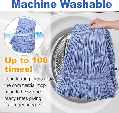 36 Pack Commercial Mop Head Replacement, Heavy Duty Mop Head Commercial Replacement for General and Floor Cleaning, Wet Industrial Blue Cotton Looped End String Head Refill (Blue)