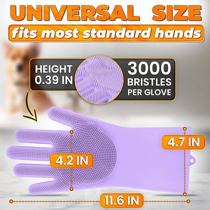 Silicone Dish Gloves with Scrubbers – Thick Tear-Resistant Dishwashing Gloves for Washing Dishes, Kitchen Cleaning, Bathroom Scrubbing & Daily Chores – Durable, Reusable Multi-Purpose Design