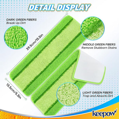4 Pack Spray Mop Pads Refills Compatible with Libman Freedom Spray Mop, Reusable Microfiber Spray Mop Head Replacement, 16 in Spray Mops for Floor Cleaning (ONLY Pads)