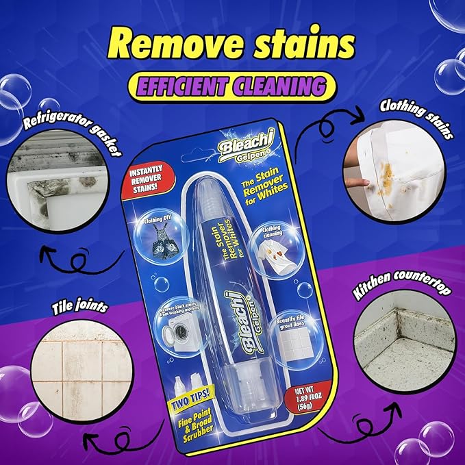 Bleach Pen For Clothing, Clothing Bleached DIY Design, Bleach Pen, Bleached GelPen, Stain Remover Pen, Mold Stain Remover Gel, DIY Personalized Clothing, Instantly Remove Stains, Pearl White.