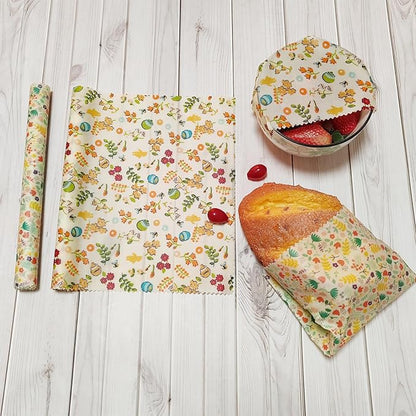 2 Roll Reusable Beeswax Wrap 10'' x 39'' Food Wrap Beeswax Paper Beeswax Food Wrappers Cotton Bread Sandwich Wrapper for Kitchen Storage Gifts