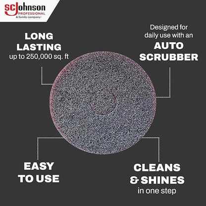 SC Johnson Professional EZ Care Heavy Duty Scrubbing Pads, 20 Inch Diameter, 5 Count, for Professional Use Only
