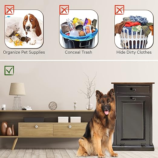Peaceful Classics Tilt Out Trash Cabinet - Wooden Pull Out Cabinet, Decorative Trash Bin for Kitchen, Bedroom, & Home Patio (Black)