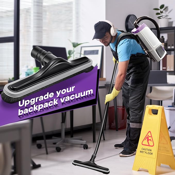 Replacement Floor Tool Compatible with ProTeam 101446 E-Z Glide Backpack Vacuum,Compatible with Hoover C2401, 14" Multi-Surface Brush for Commercial Cleaner(Brush with Tpe Strip,Black)