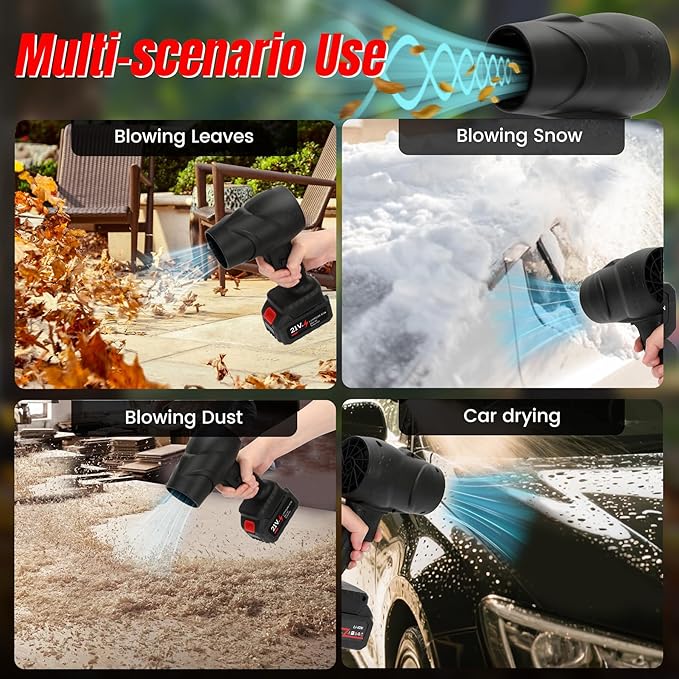 Cordless Handheld Leaf Blower with 2 x 4.0 Ah Batteries, 32000RPM Turbo Jet Blower, Small Leaf Blower for Deck, Garden, Patio, Portable Handheld Mini Turbine Drying Snow Blower Black