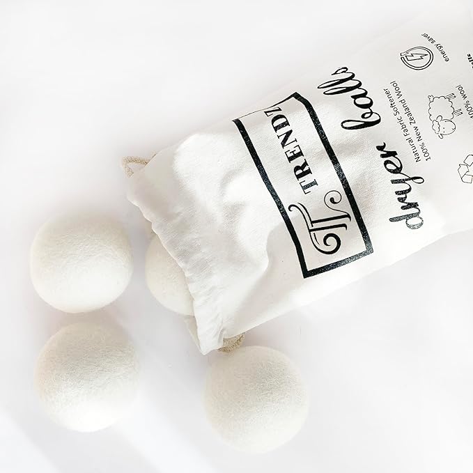 Wool Dryer Balls, 100% New Zealand Wool, Natural Fabric Softener, Reusable, XL, 6 Pack