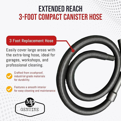 MP Maresh Products Vacuum Cleaner Replacement Hose for Oreck Buster B Compact Handheld Models - Vacuum Hose Extension, Wet Dry Vacuums, Friction Fit Industrial Grade, 3 Feet by 1-1/4 Inch - Black