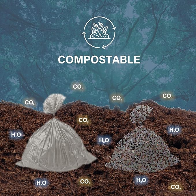 Compostable Trash Bags 4 Gallon, Small Compost Bags for Countertop Bin and Kitchen Food Scrap Waste, US BPI ASTM D6400 Certified, Extra Strong and Leakproof, Unscented, 200 Count