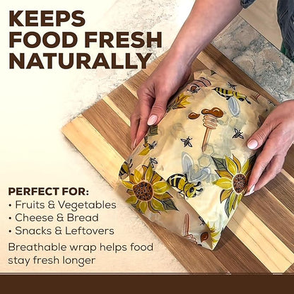 2 Pack - XL 19" x 19" - 5 Sq Ft - Beeswax Bread Wraps, Total 5 Sq Ft Coverage, Eco-Friendly Alternative to Plastic Wrap for Bread Storage, Bowls & Food Storage (Classic)