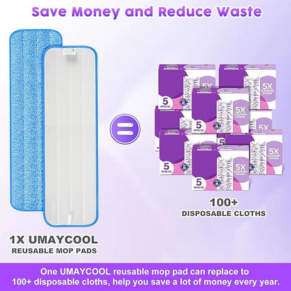 6 Pack Reusable Mop Pads for Swiffer PowerMop, Super Absorption, Multi-Surface Hardwood Floor Cleaning, Machine Washable Up to 100 Times, Durable, Suitable for All Finished Floors