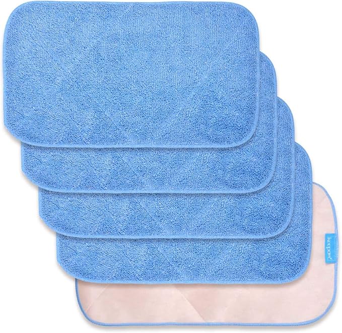 KEEPOW 5 Pack Reusable Microfiber Mop Refills, Compatible with MR.SIGA Professional Mop, Blue, 44cm X 24cm, For Hardwood, Laminate, Tile Floors
