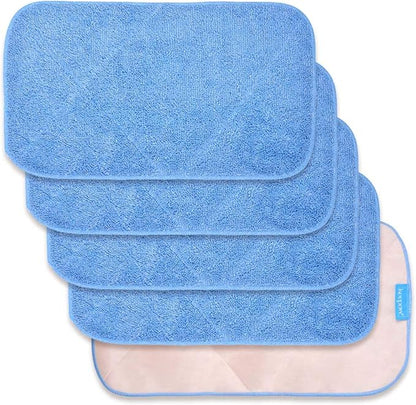 KEEPOW 5 Pack Reusable Microfiber Mop Refills, Compatible with MR.SIGA Professional Mop, Blue, 44cm X 24cm, For Hardwood, Laminate, Tile Floors