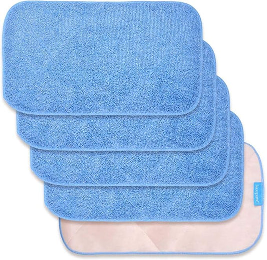 KEEPOW 5 Pack Reusable Microfiber Mop Refills, Compatible with MR.SIGA Professional Mop, Blue, 44cm X 24cm, For Hardwood, Laminate, Tile Floors
