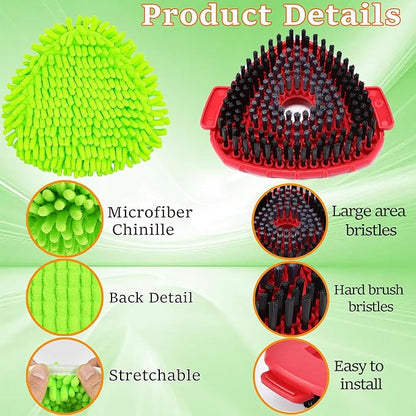 Mop Scrub Brush Replacement Head for Ocedar Easywring 1 Tank System, 2 Shower Floor Scrubber Hard Bristle Cleaning Brush, 1 Microfiber Chenille Pad Head for O Cedar Spin Mop