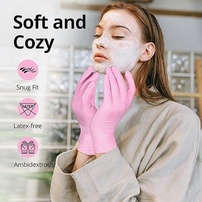 SwiftGrip Pink Nitrile Gloves, 3-mil, Industrial Gloves Disposable Latex Free, for Cleaning & Esthetician, Rubber Powder-Free, 1000-ct Case (Large) Large (Pack of 1000)