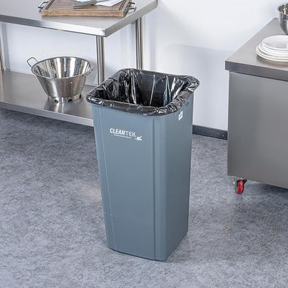 Restaurantware-Clean Tek Professional 23 Gallon Trash Can, 1 Square Waste Basket - Lid Sold Separately, Space Saving, Gray Plastic Garbage Bin, Ideal For Home, Office, Restaurant, And More