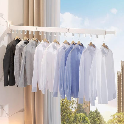 ZdwCyl Clothes Drying Rack Wall Mounted,Drying Rack Clothing,Clothes Hanging Rack,Retractable,Collapsible(Tri-Fold), White Color(Ring)