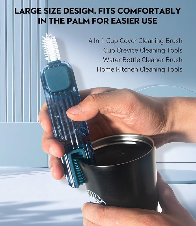 VIDONIO 4 in 1 Cup Lid Gap Cleaning Brush, Multifunctional Insulation Bottle Cleaning Tools, Mutipurpose Tiny Silicone Cup Holder Cleaner, Home Kitchen Cleaning Tools