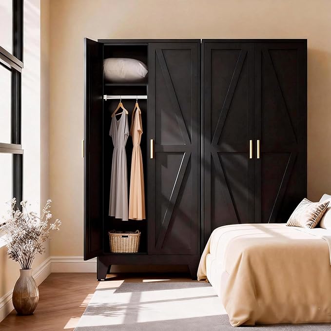 71" H Metal Garage Storage Cabinets,Broom Closet Storage Cabinet,Utility Cabinet,Black Storage Cabinets