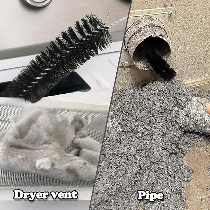 Professional Dryer Vent Cleaning Kit with Long Flexible Vacuum Brush, Lint Removal Tool, Refrigerator Coil Cleaner