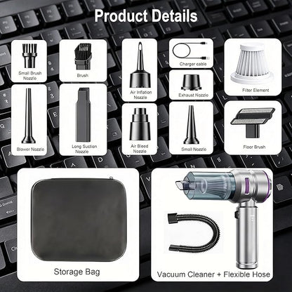 Handheld Car Vacuum Cordless, 16000Pa High Power Vacuum Cleaner and Air Duster, 2026 Upgrade 4-in-1 Portable Vacuum with 10 Multi-Nozzles for Small Jobs, Car, Home, Desk, Keyboards