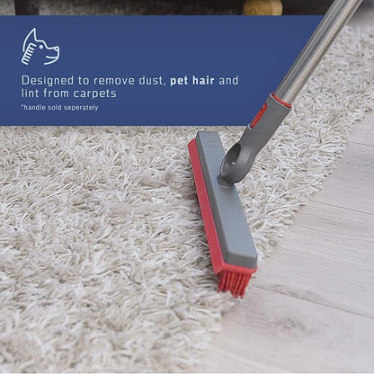 Premium Rubber Floor Brush with Squeegee for Carpets & All Surfaces - Pet Hair Remover - 11.5 Inches (Attachment Only)