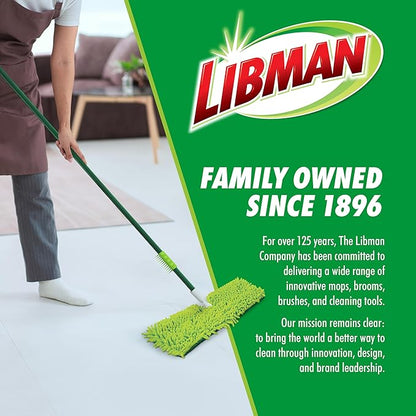 Libman 18" 2-Sided Microfiber Dust Mop, Double Sided Dry Wet Mops for Floor Cleaning, Hardwood, Laminate, Tile Cleaner, 360 Degree Swivel Head, 49” Long Handle