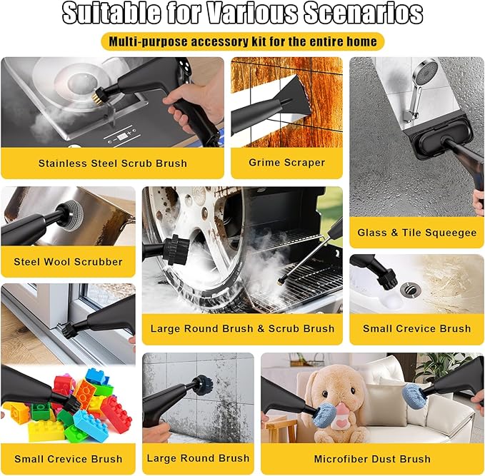 DXD Handheld Steam Cleaner,New Generation 2500W High Pressure Steam Cleaner for Home,1700ML Large Tank Portable Steamer for Cleaning,10s Rapid Heating,21pcs Accessories,for Car,Home Grease Detailing