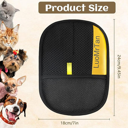 2 Pack Pet Hair Removal Gloves[Upgraded Thickened Version], Reusable Electrostatic Pet Hair Remover for Dog & Cat Hairfor Couch, Furniture, Car Seat, Carpet, Clothing (Black-up)