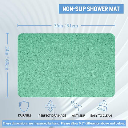 Hargiis Non-Slip Bathtub Mat, Anti Slip Shower Mat, Fast Drying Bathtub Mats, Foot Scrubber Mat, Anti Slip Mat for Tub, Floor, Bathroom, Kitchen, Home, Hotel (Light Green 36"×24")