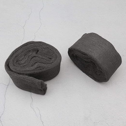 SING F LTD 2 Rolls of 120g Steel Wire Wool Ultra Fine 00000 Grade Soft Abrasion Resistance for Glass Cleaning Marble Furniture Polishing