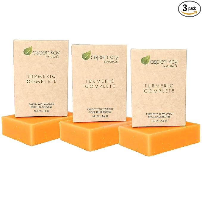Turmeric Soap Bar for Face & Body – Handmade with Organic Shea Butter, Chamomile, Calendula – Gentle, Non-Drying Natural Face Wash for Sensitive Skin, All Skin Types, Made in USA 4.5 oz (3 Pack)