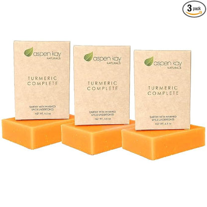 Turmeric Soap Bar for Face & Body – Handmade with Organic Shea Butter, Chamomile, Calendula – Gentle, Non-Drying Natural Face Wash for Sensitive Skin, All Skin Types, Made in USA 4.5 oz (3 Pack)
