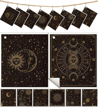 Miss Adola 8 Pack Swedish Kitchen Dishcloths - Absorbent Reusable Dish Towels, Fast Drying, Moon Sun