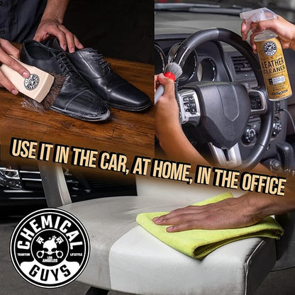 Chemical Guys Leather Cleaner and Conditioner Kit - 2 Bottles (4 oz Each), Car Cleaner and Conditioner, Safely Cleans & Conditions Leather Car Interiors, Furniture, Shoes, Boots, Bags, Apparel & More